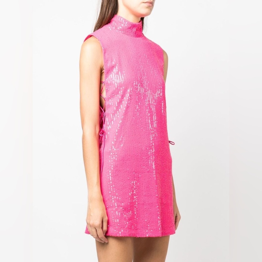Rotate Birger Christensen Sequin Mock Neck Sleeveless Minidress 6